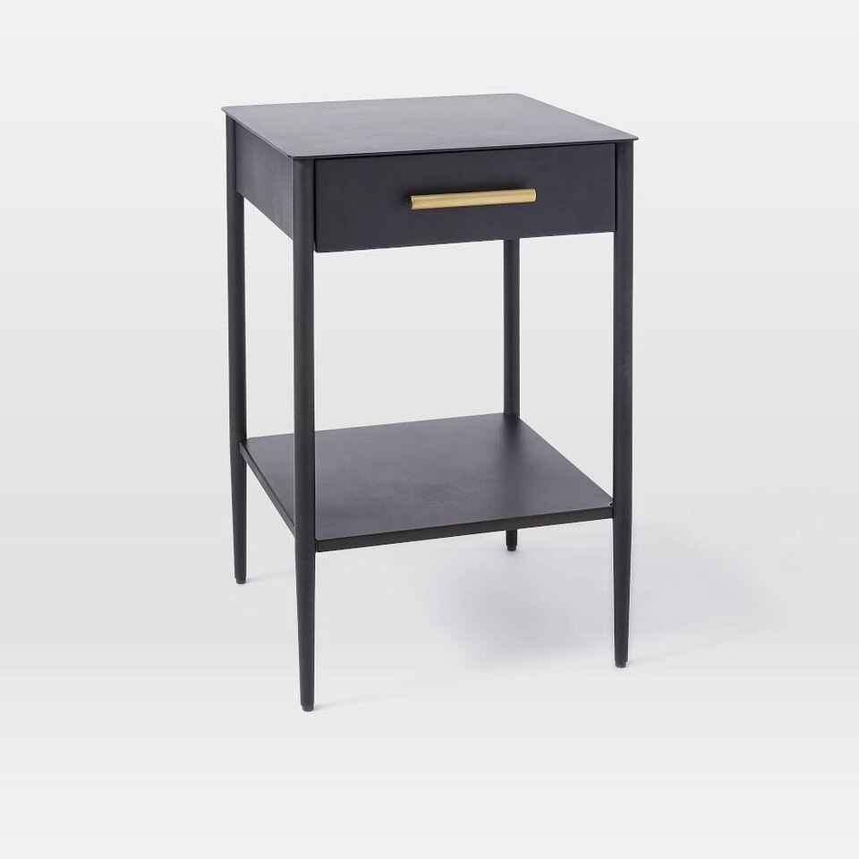 Metalwork Bedside Table with Handle HotRolled Steel Finish west